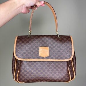 Celine Brown and Tan Top-Handle Satchel